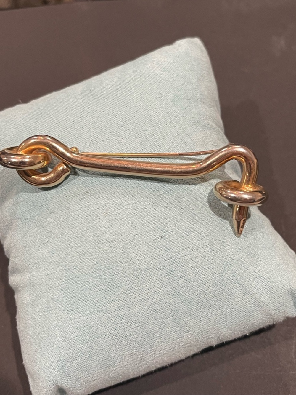 Gold-Tone Knot Bar Pin Brooch